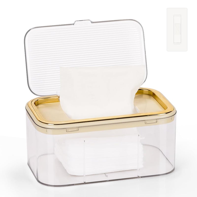 Flenpptly Baby Wipes Dispenser, Wipe Holder Wipes Container Large Capacity Keep Wipes Fresh & Easy to Open (Gold) - Image 1